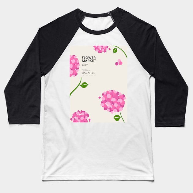 Flower Market Honolulu Pink Design Baseball T-Shirt by VanillaArt